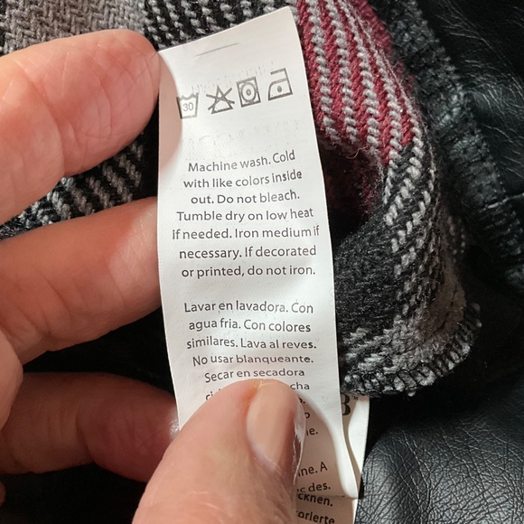 JUST FAB Plaid Cropped Jacket Faux Leather Trim Front Button Closure US Sz 3X - Picture 10 of 11